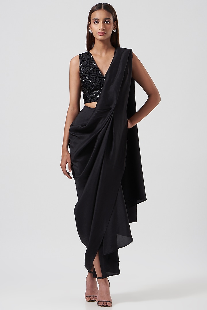 Black Cotton Top by 431-88 By Shweta Kapur at Pernia's Pop Up Shop