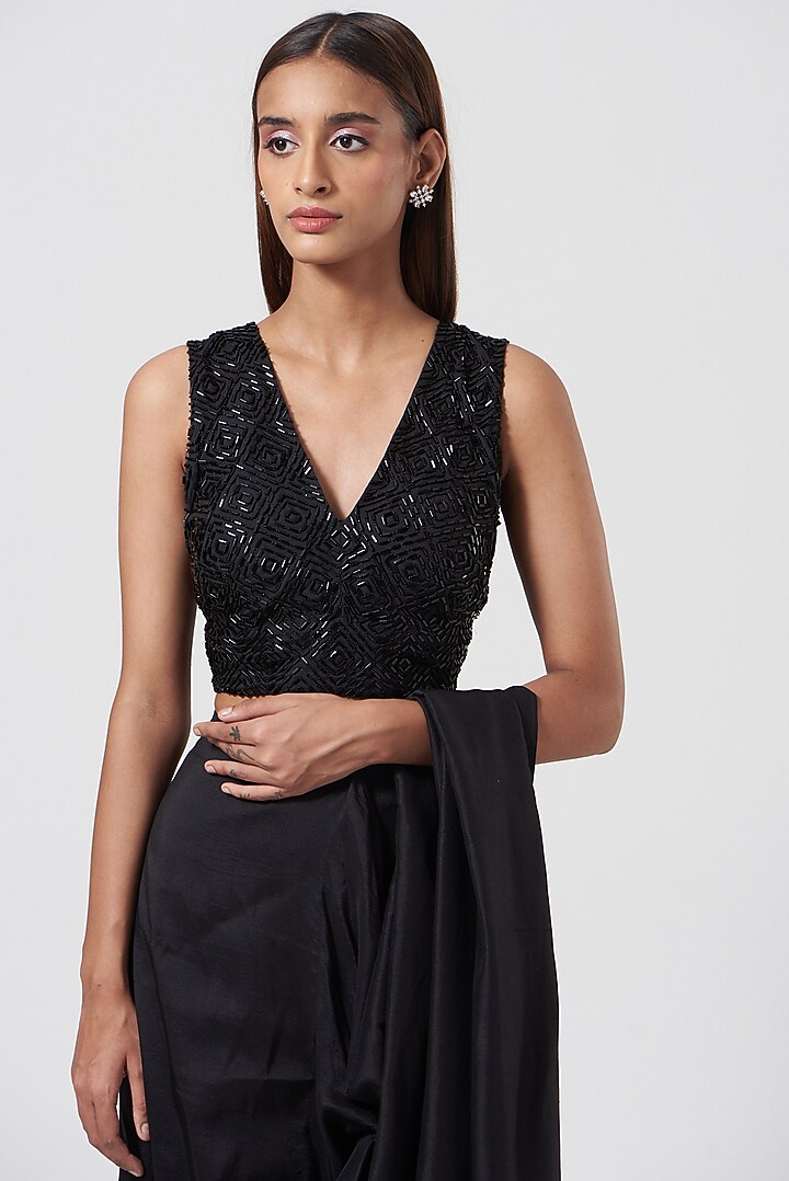 Black Cotton Top by 431-88 By Shweta Kapur at Pernia's Pop Up Shop