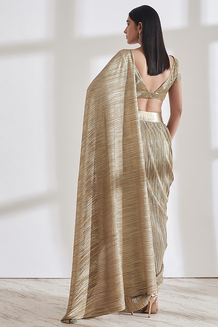 Powder Green & Gold Cotton Blouse by 431-88 By Shweta Kapur at Pernia's Pop Up Shop