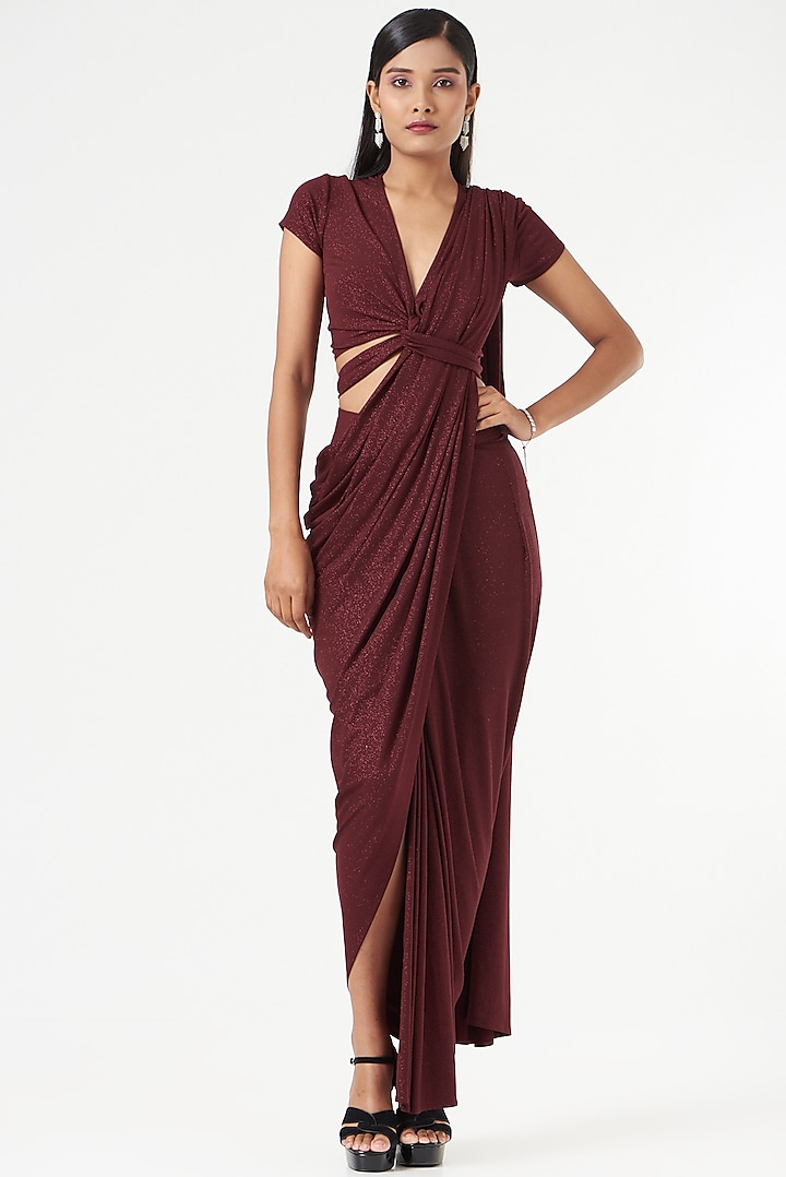 Maroon Jersey Top by 431-88 By Shweta Kapur at Pernia's Pop Up Shop