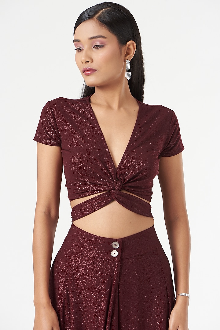 Maroon Jersey Top by 431-88 By Shweta Kapur at Pernia's Pop Up Shop