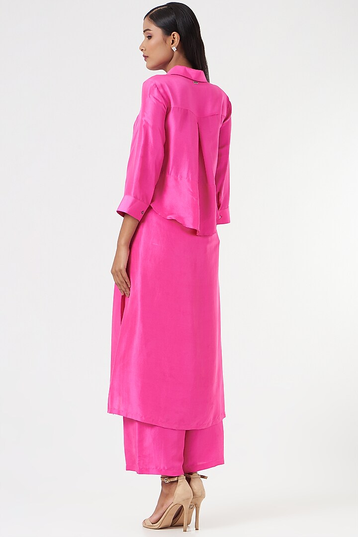 Fuchsia Silk Kurta Set by 431-88 By Shweta Kapur at Pernia's Pop Up Shop