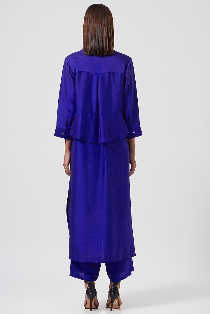 Navy Blue Dupion Silk Kurta Set by 431-88 By Shweta Kapur at Pernia's Pop Up Shop