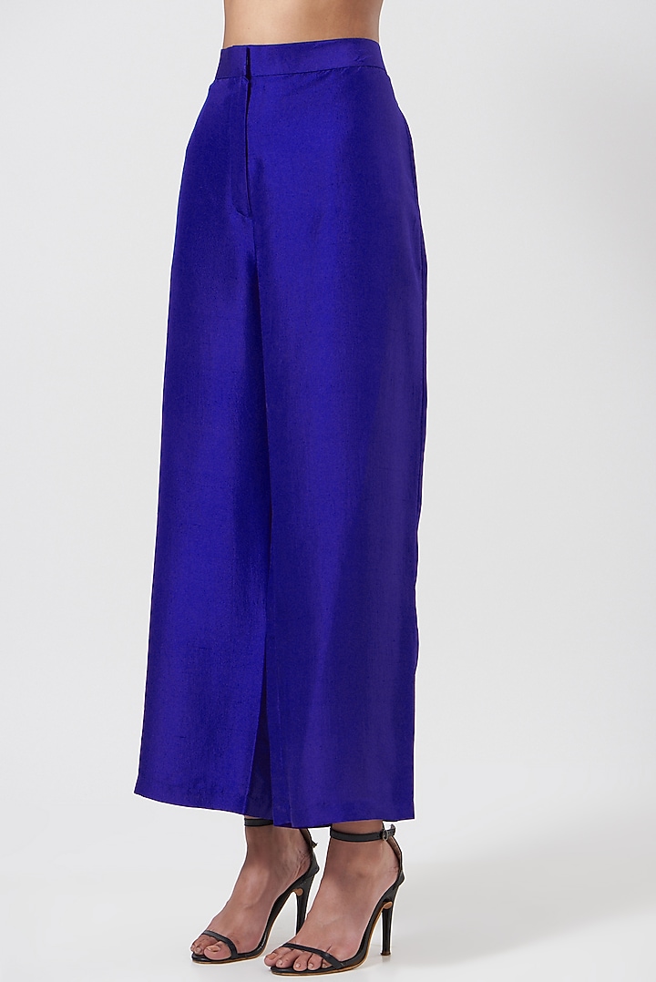 Navy Blue Dupion Silk Kurta Set by 431-88 By Shweta Kapur at Pernia's Pop Up Shop