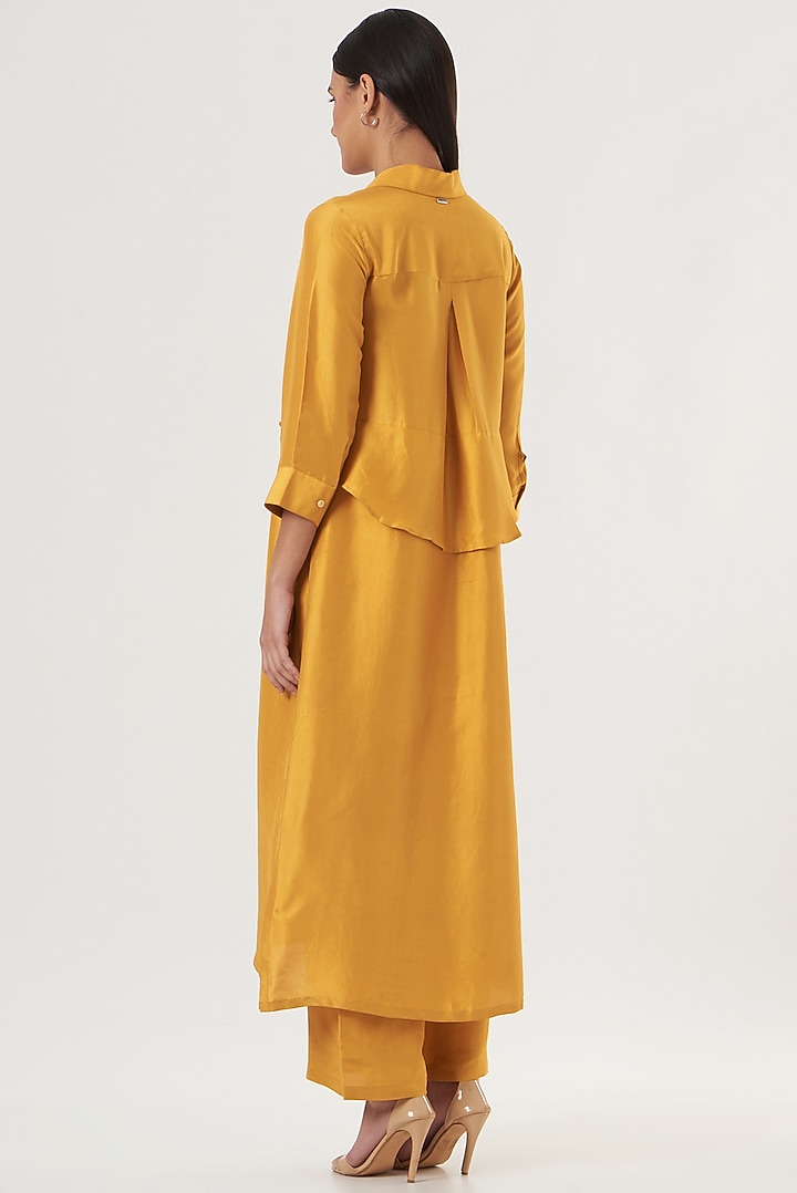 Mustard Yellow Dupion Silk Kurta Set by 431-88 By Shweta Kapur at Pernia's Pop Up Shop