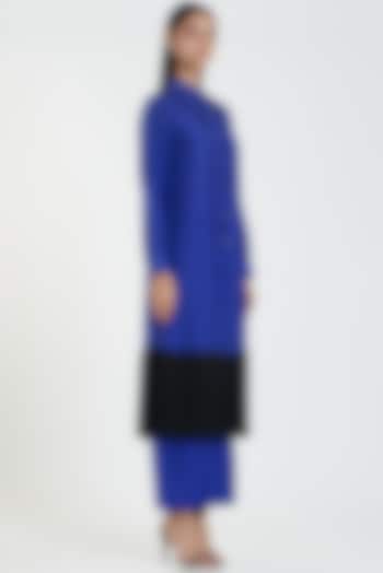 Electric Blue & Black Silk Kurta Set by 431-88 By Shweta Kapur at Pernia's Pop Up Shop