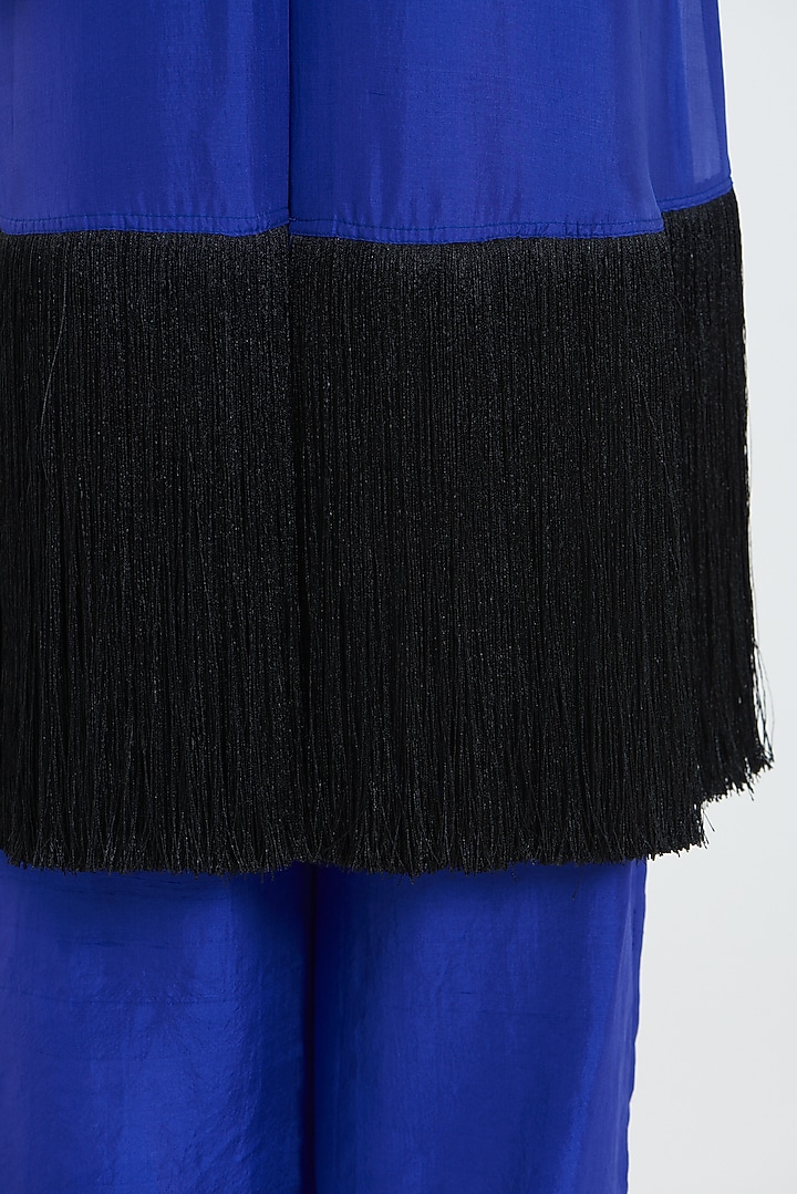 Electric Blue & Black Silk Kurta Set by 431-88 By Shweta Kapur at Pernia's Pop Up Shop