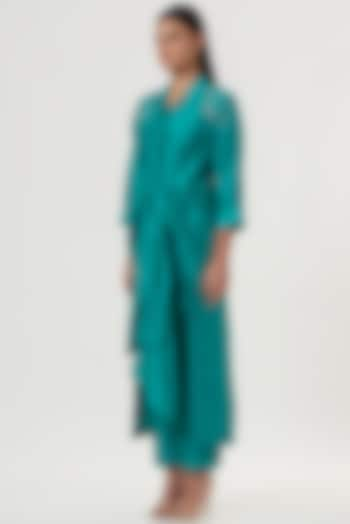 Blue Silk Kurta Set by 431-88 By Shweta Kapur at Pernia's Pop Up Shop