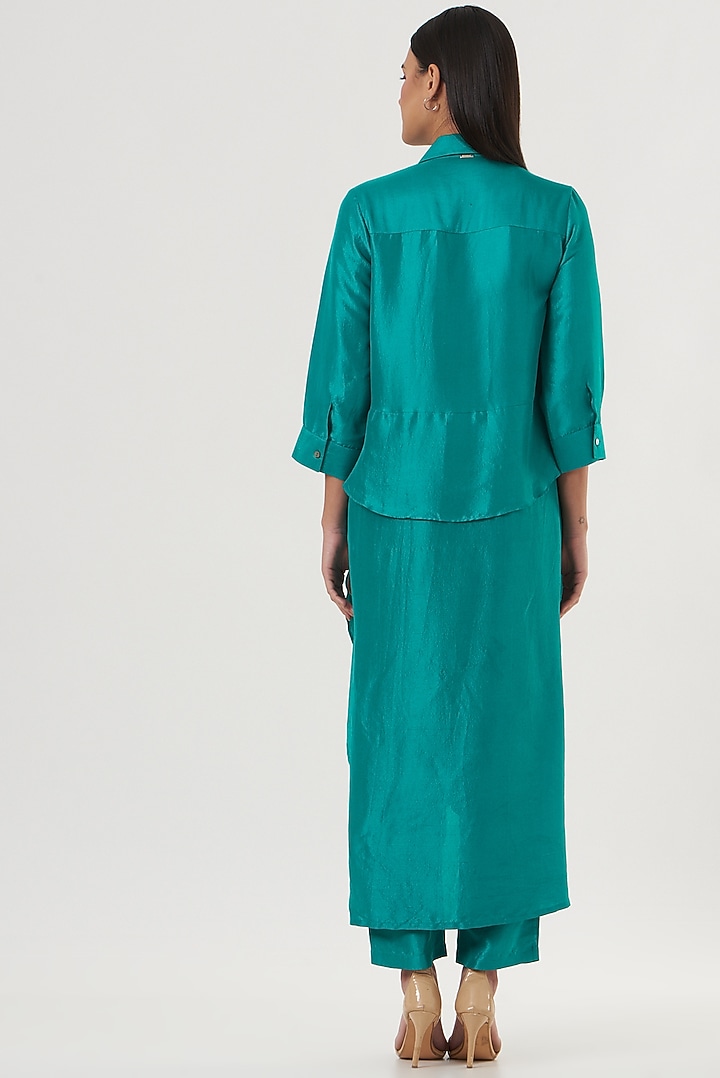Blue Silk Kurta Set by 431-88 By Shweta Kapur at Pernia's Pop Up Shop