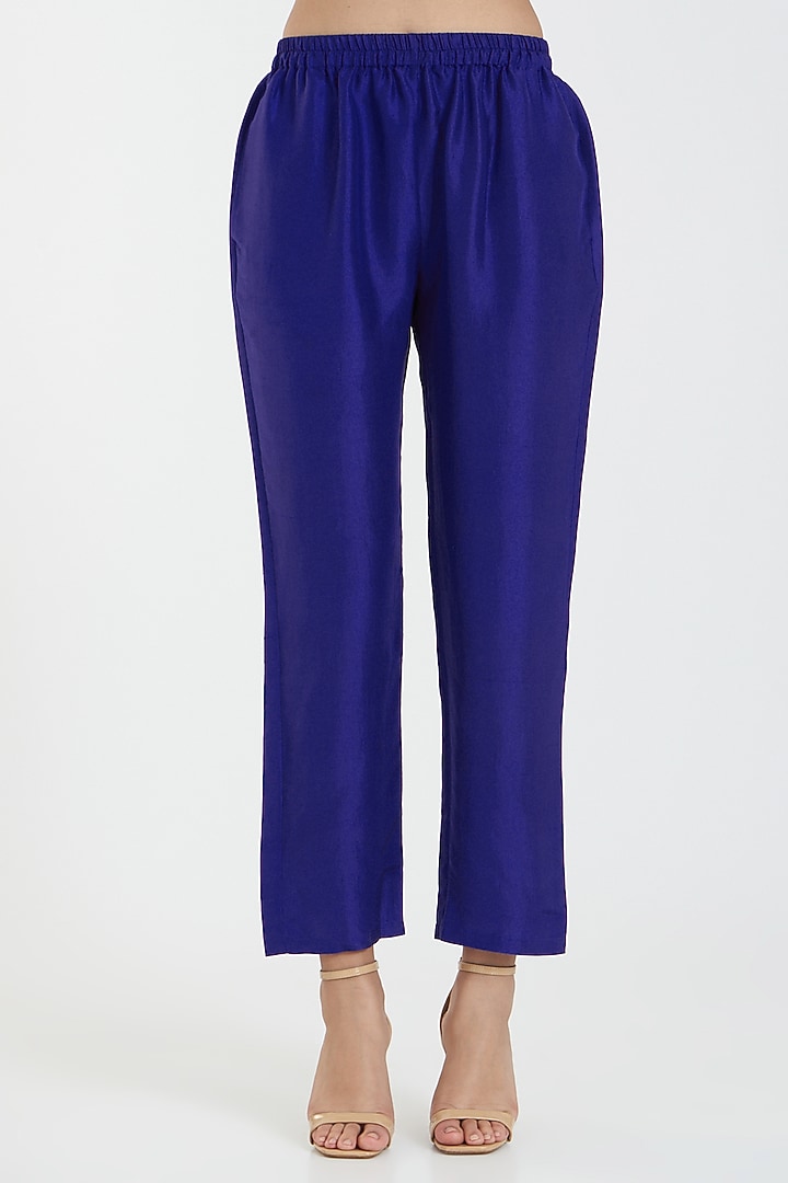 Electric Blue Dupion Silk Embellished Kurta Set by 431-88 By Shweta Kapur at Pernia's Pop Up Shop