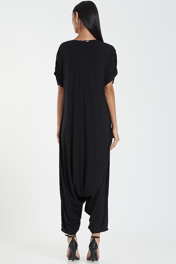 Black Satin Jumpsuit by 431-88 By Shweta Kapur at Pernia's Pop Up Shop