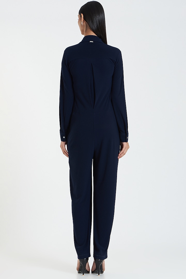 Navy Blue Silk Jumpsuit by 431-88 By Shweta Kapur at Pernia's Pop Up Shop