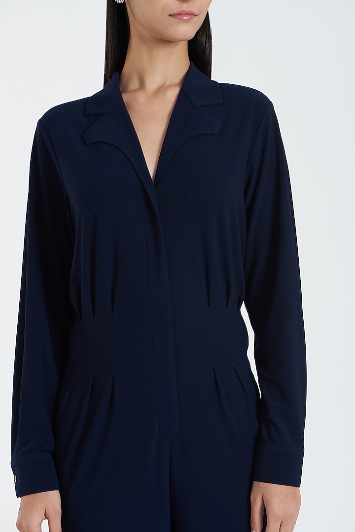Navy Blue Silk Jumpsuit by 431-88 By Shweta Kapur at Pernia's Pop Up Shop