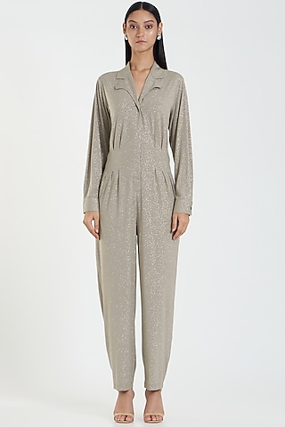 Champagne Shimmer Jumpsuit by 431-88 By Shweta Kapur