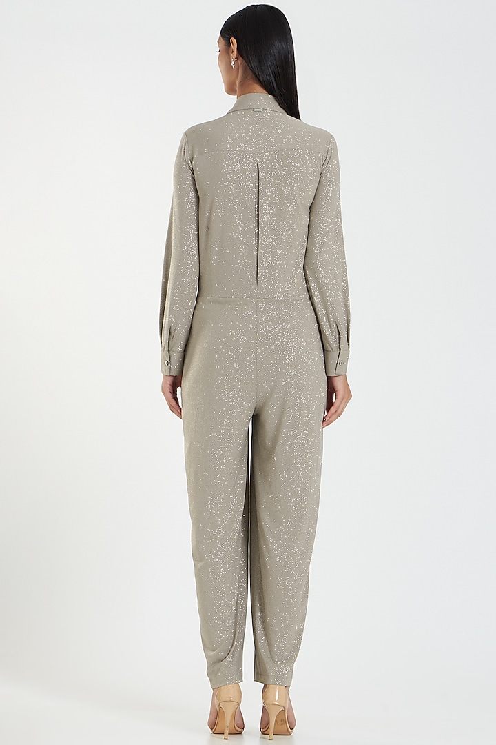 Champagne Shimmer Jumpsuit by 431-88 By Shweta Kapur at Pernia's Pop Up Shop