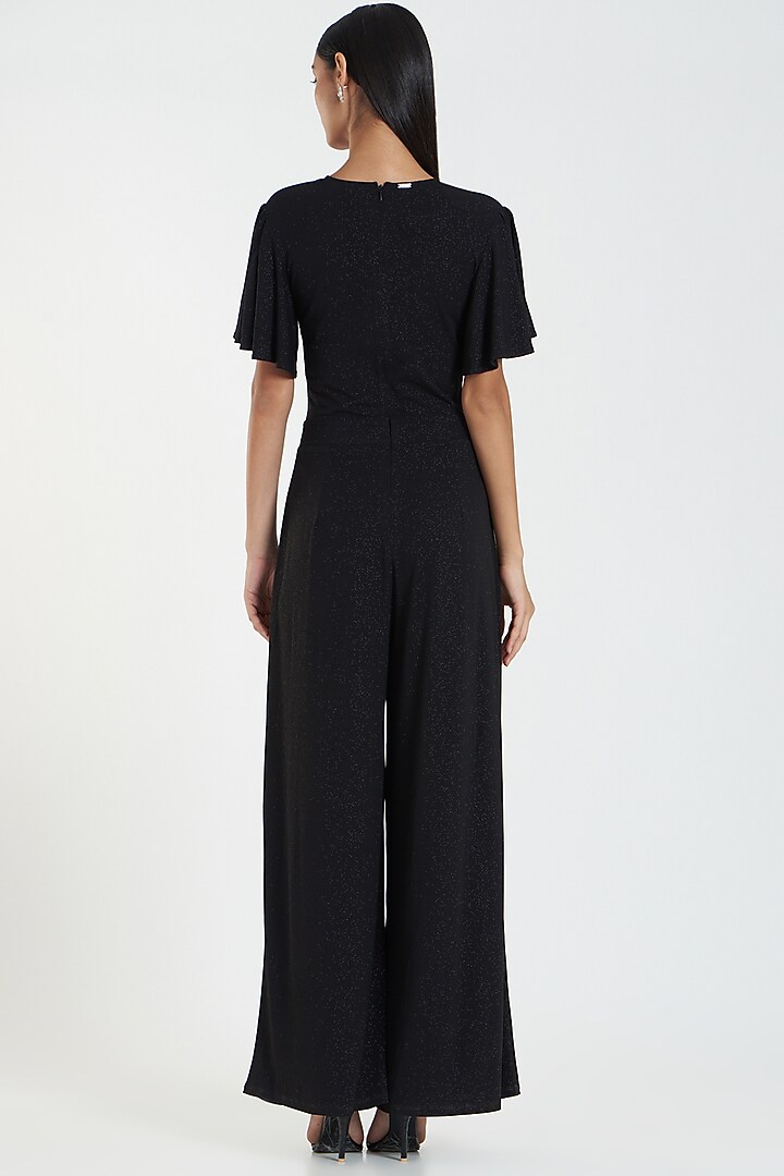 Black Shimmer Jersey Jumpsuit by 431-88 By Shweta Kapur at Pernia's Pop Up Shop