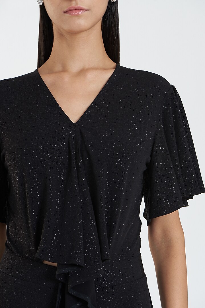 Black Shimmer Jersey Jumpsuit by 431-88 By Shweta Kapur at Pernia's Pop Up Shop