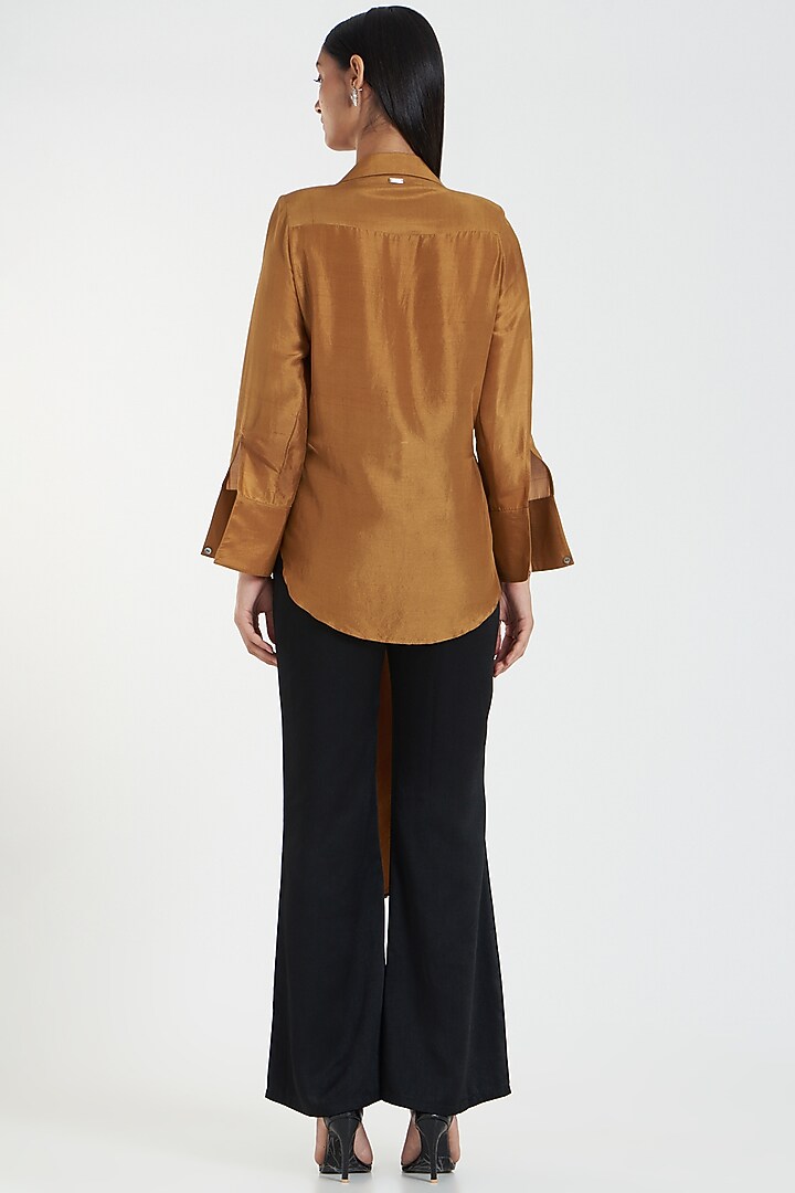 Brown Embroidered Shirt by 431-88 By Shweta Kapur at Pernia's Pop Up Shop