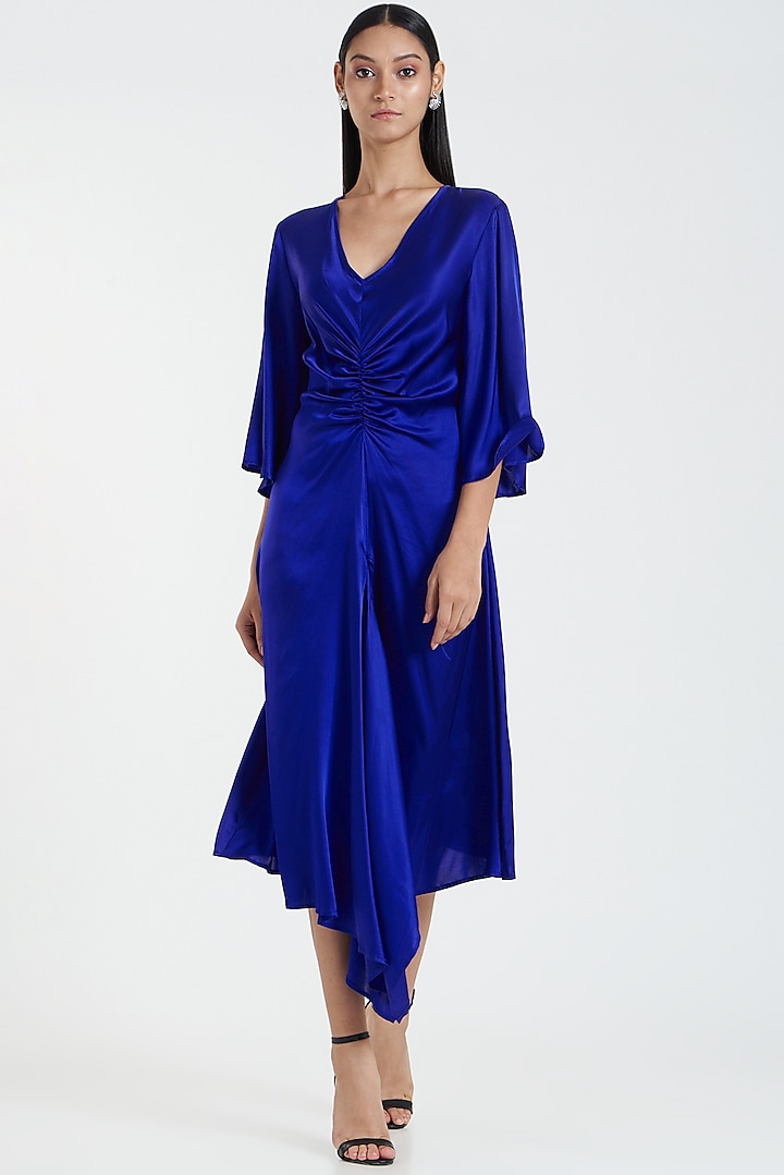 Blue Satin Dress by 431-88 By Shweta Kapur