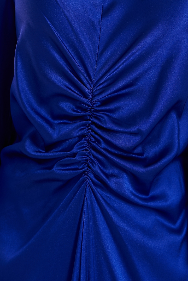 Blue Satin Vacation Dress by 431-88 By Shweta Kapur at Pernia's Pop Up Shop