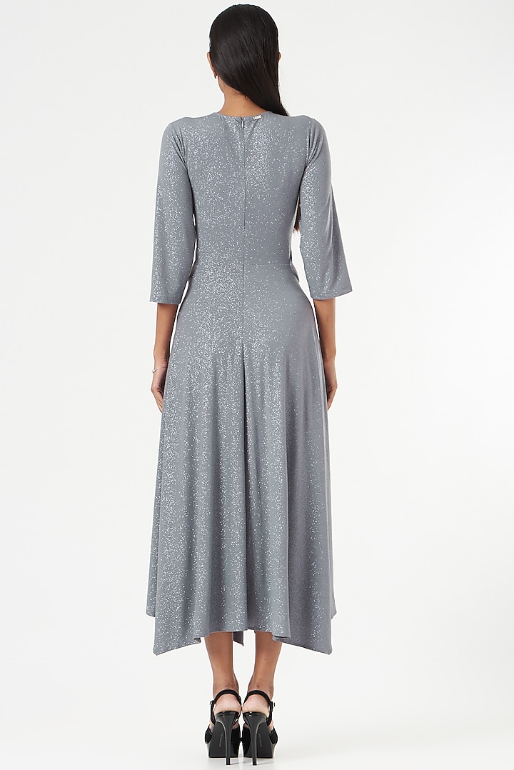 Blue Shimmer Jersey Midi Vacation Dress by 431-88 By Shweta Kapur at Pernia's Pop Up Shop