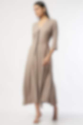 Beige Shimmer Jersey Midi Dress by 431-88 By Shweta Kapur at Pernia's Pop Up Shop