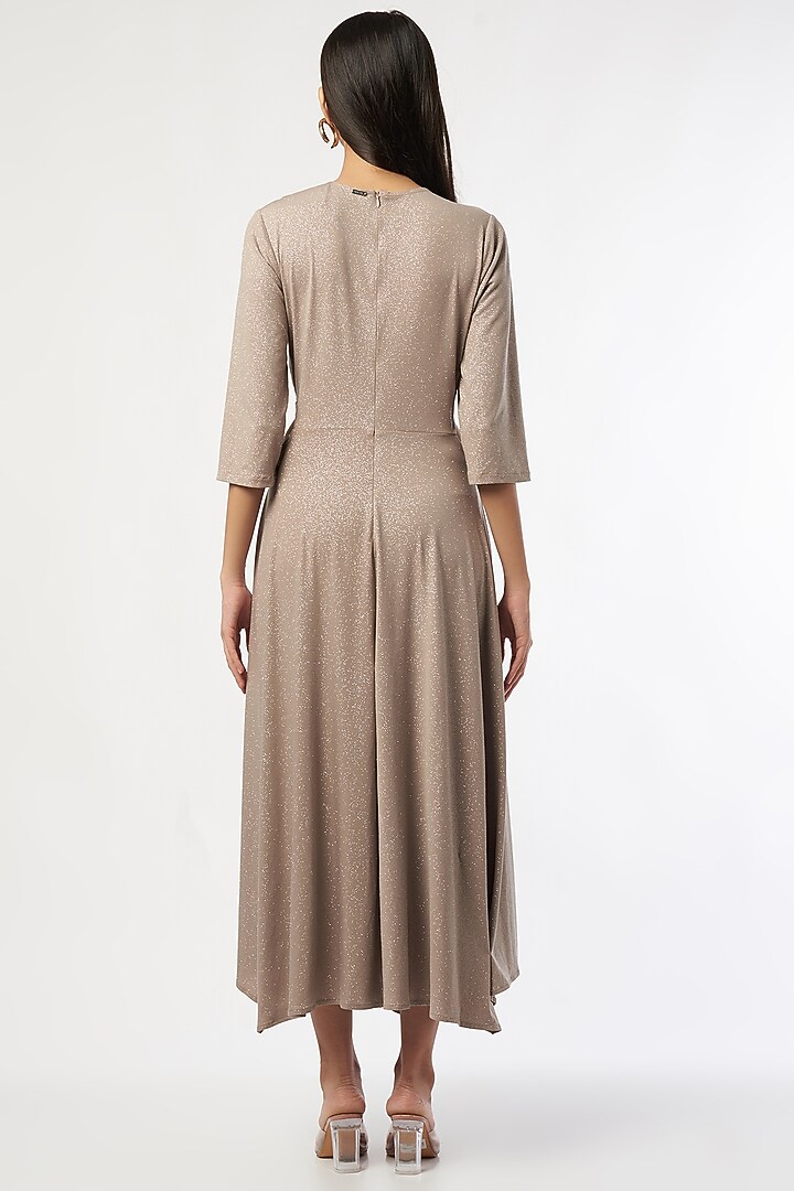 Beige Shimmer Jersey Midi Vacation Dress by 431-88 By Shweta Kapur at Pernia's Pop Up Shop
