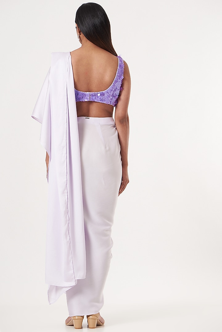 Lilac Silk Pre-Draped Wedding Saree by 431-88 By Shweta Kapur at Pernia's Pop Up Shop