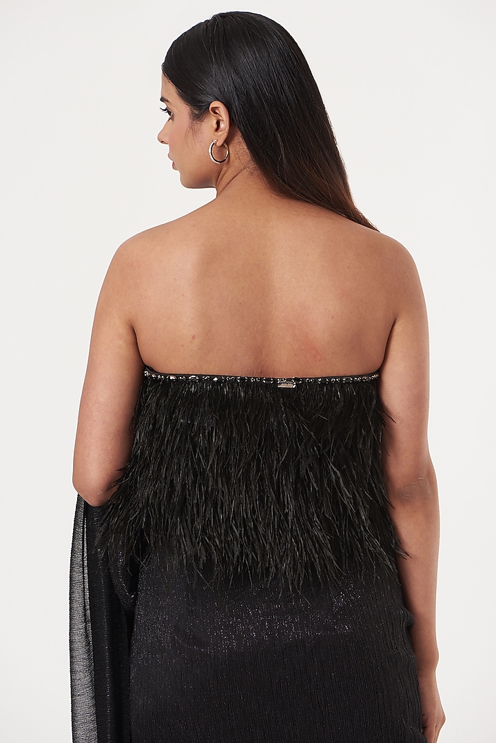 Black Satin Embellished Tube Top by 431-88 By Shweta Kapur at Pernia's Pop Up Shop