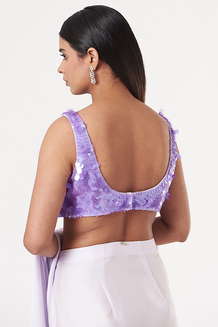 Lilac Silk Hand Embroidered Blouse by 431-88 By Shweta Kapur at Pernia's Pop Up Shop