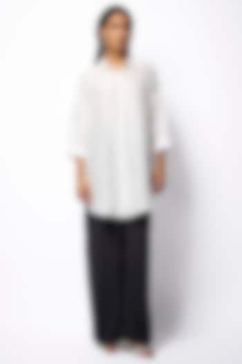 White Silk Machine Embroidered Shirt by 431-88 By Shweta Kapur at Pernia's Pop Up Shop