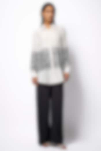 White Silk Floral Embroidered Shirt by 431-88 By Shweta Kapur at Pernia's Pop Up Shop