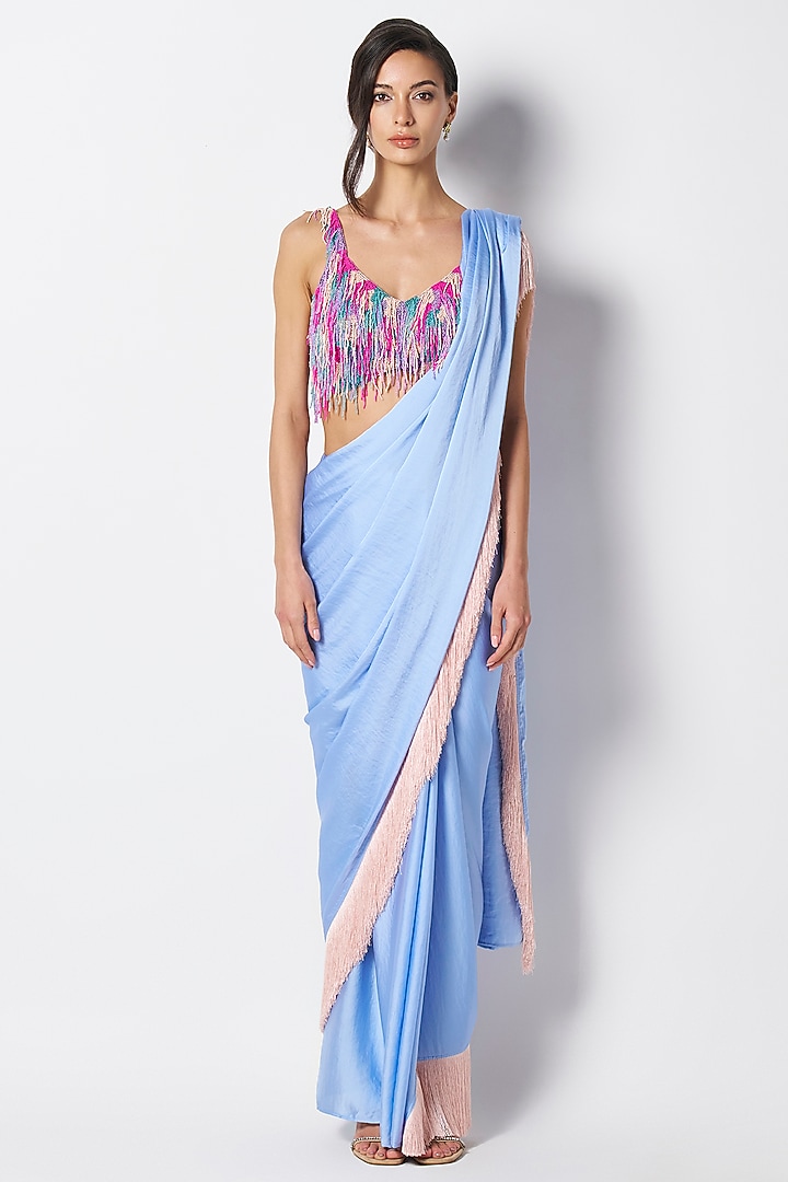 Rainbow Colored Silk Hand Embroidered Blouse by 431-88 By Shweta Kapur at Pernia's Pop Up Shop