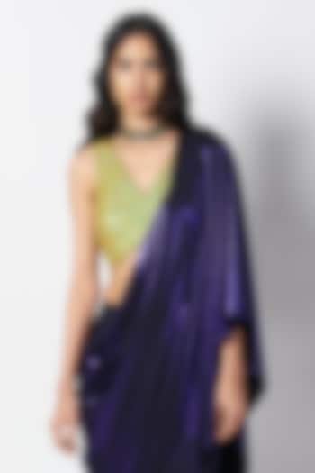 Kelly Green Silk Hand Embroidered Blouse by 431-88 By Shweta Kapur at Pernia's Pop Up Shop