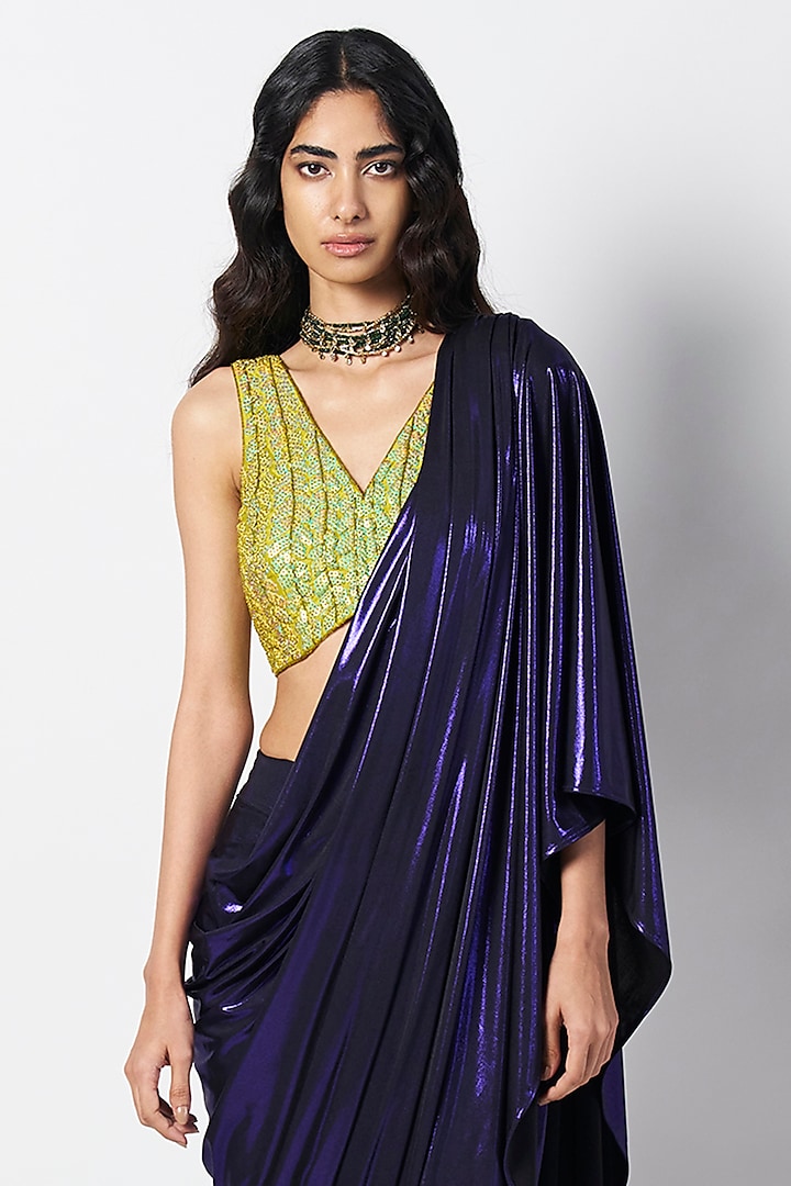 Kelly Green Silk Hand Embroidered Blouse by 431-88 By Shweta Kapur at Pernia's Pop Up Shop