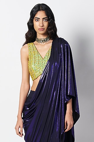 Kelly Green Silk Hand Embroidered Blouse by 431-88 By Shweta Kapur
