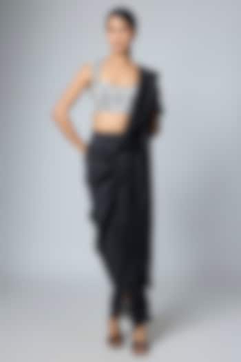 Black & White Textured Silk Machine Embroidered Blouse by 431-88 By Shweta Kapur at Pernia's Pop Up Shop