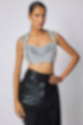 Black & White Silk Blouse by 431-88 By Shweta Kapur at Pernia's Pop Up Shop