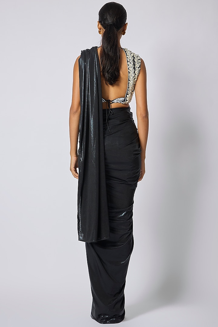 Black & White Silk Blouse by 431-88 By Shweta Kapur at Pernia's Pop Up Shop