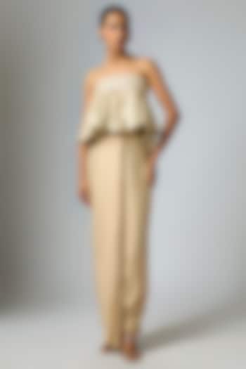 Champagne Silk Bubble Strapless Top by 431-88 By Shweta Kapur at Pernia's Pop Up Shop