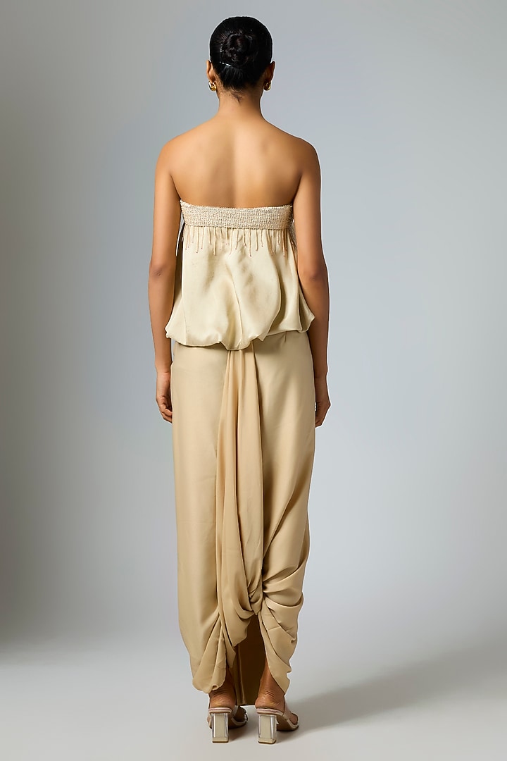 Champagne Silk Bubble Strapless Top by 431-88 By Shweta Kapur at Pernia's Pop Up Shop