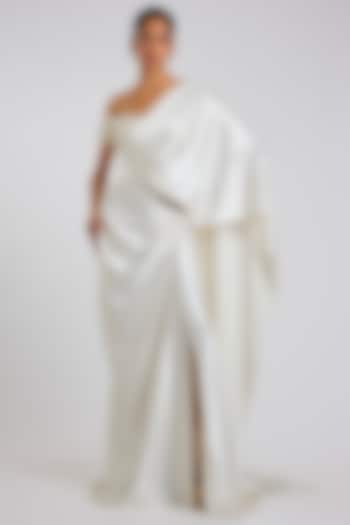 White Silk & Satin Hand Embroidered Blouse by 431-88 By Shweta Kapur at Pernia's Pop Up Shop