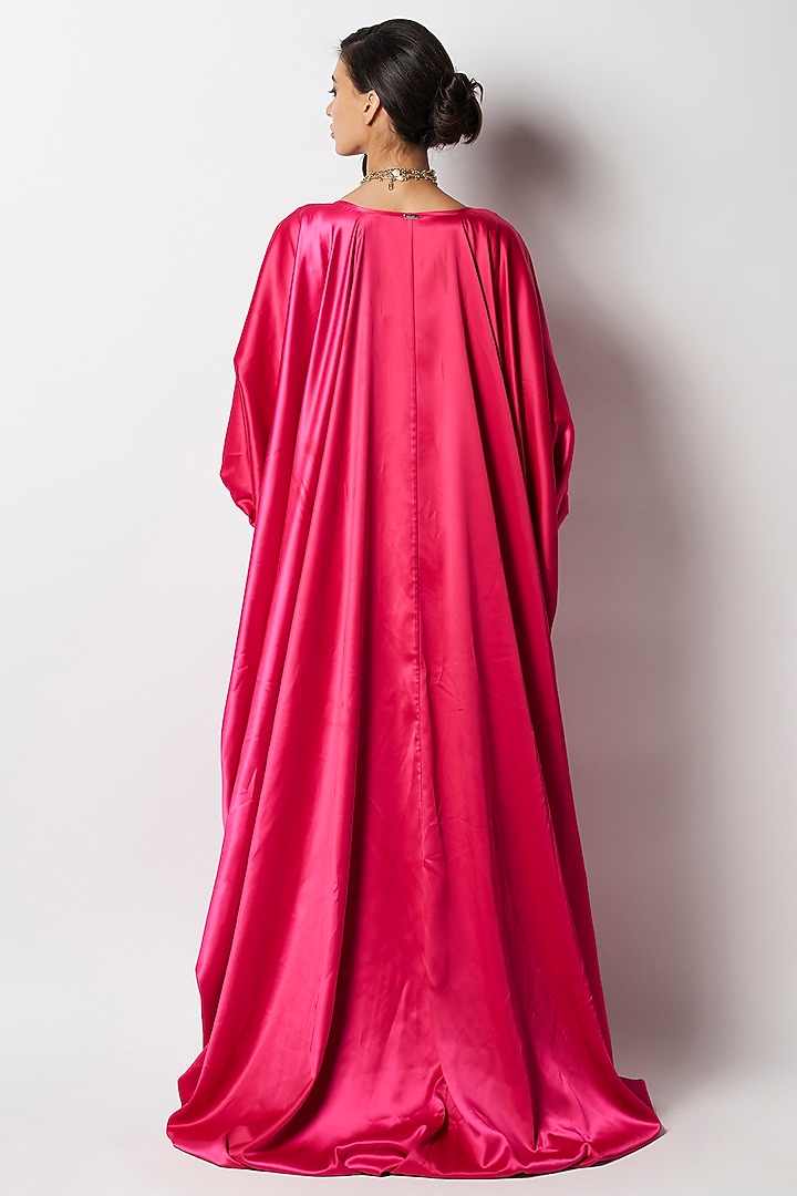 Fuchsia Dutch Satin Cape by 431-88 By Shweta Kapur at Pernia's Pop Up Shop