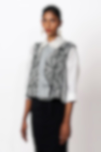 Black & White Silk Angrakha Jacket by 431-88 By Shweta Kapur at Pernia's Pop Up Shop