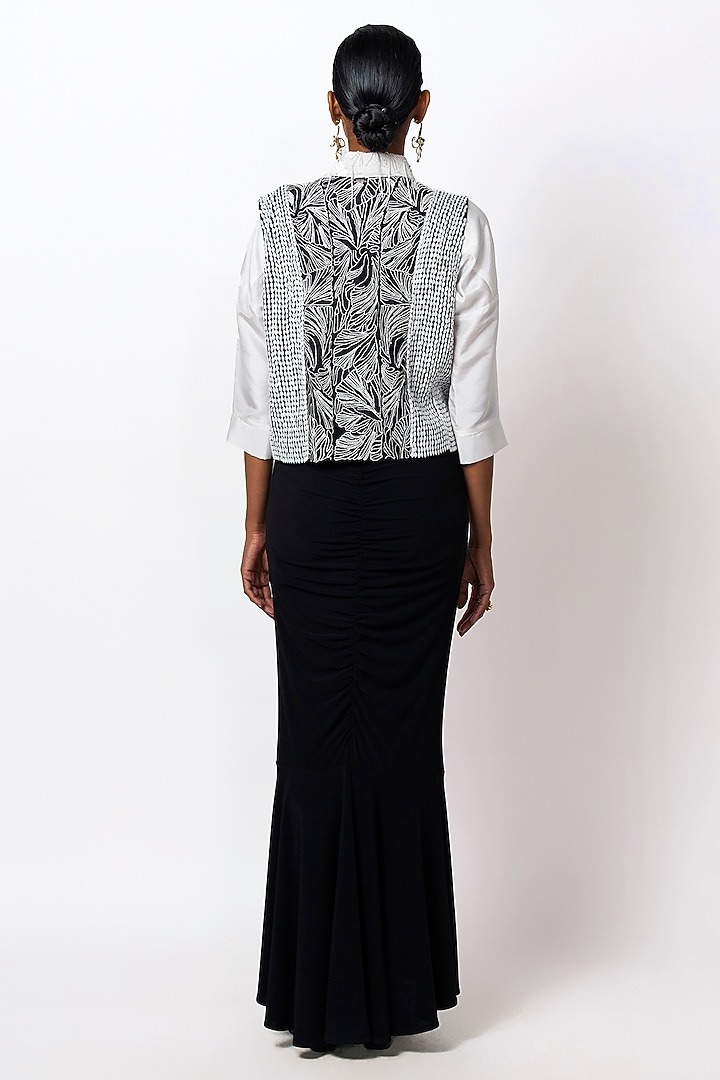 Black & White Silk Angrakha Jacket by 431-88 By Shweta Kapur at Pernia's Pop Up Shop