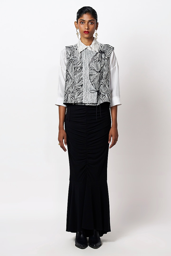 Black & White Silk Angrakha Jacket by 431-88 By Shweta Kapur at Pernia's Pop Up Shop