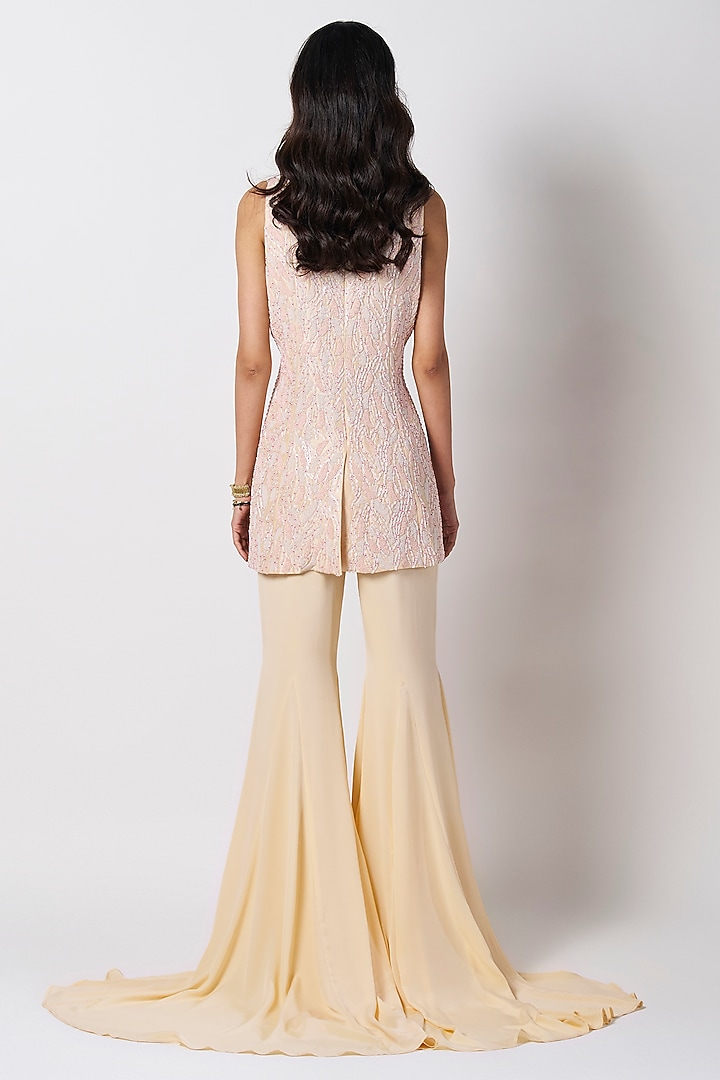 Peach Crepe Sharara Pants by 431-88 By Shweta Kapur at Pernia's Pop Up Shop