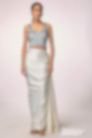 White Satin Skirt by 431-88 By Shweta Kapur at Pernia's Pop Up Shop