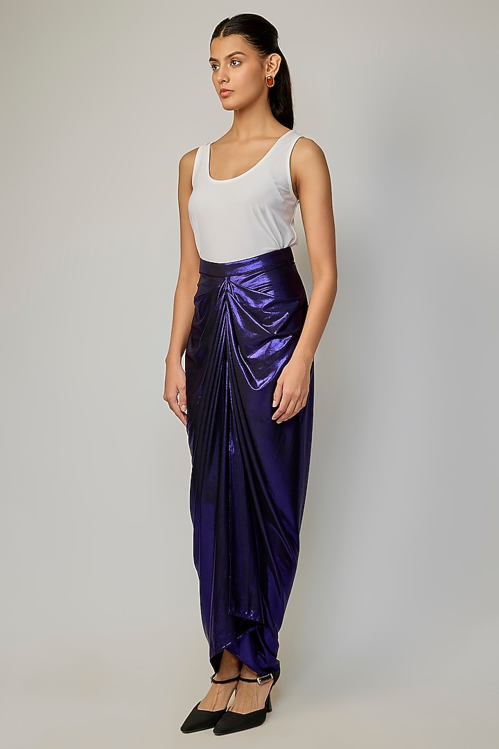 Purple Liquid Jersey Skirt by 431-88 By Shweta Kapur at Pernia's Pop Up Shop