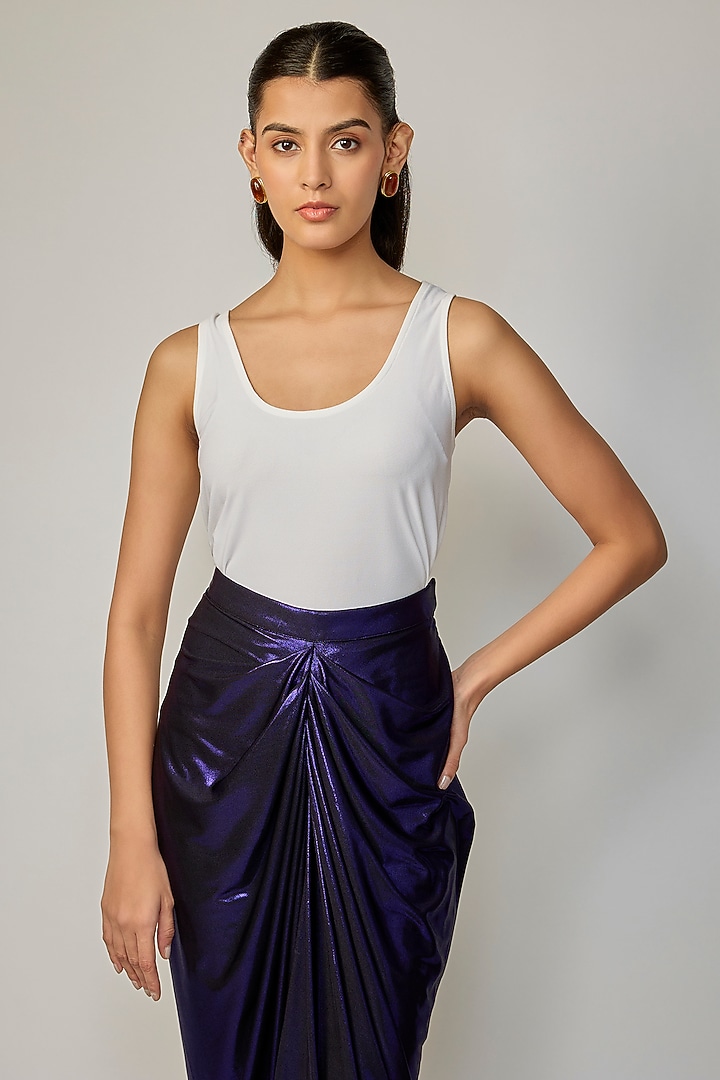 Purple Liquid Jersey Skirt by 431-88 By Shweta Kapur at Pernia's Pop Up Shop